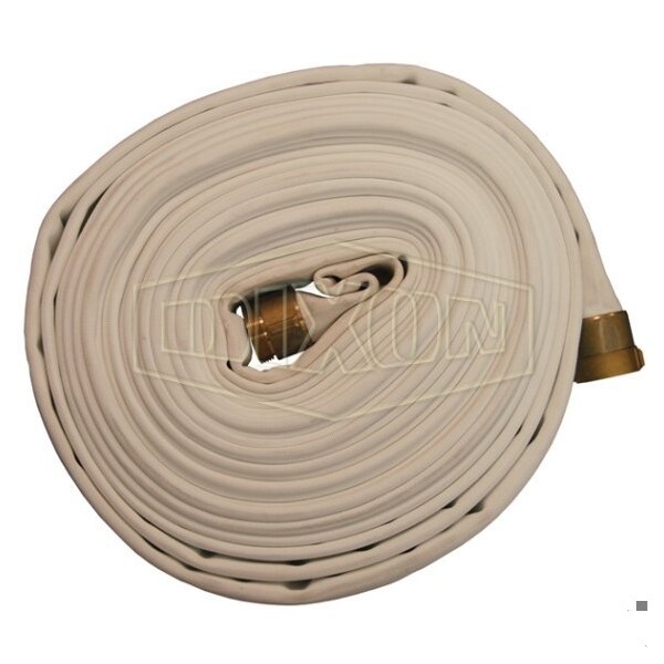 Dixon Single Jacket Fire Hose, 2-1/2 in, NST NH, 100 ft L, 225 psi Working, Polyester - A525100RBF