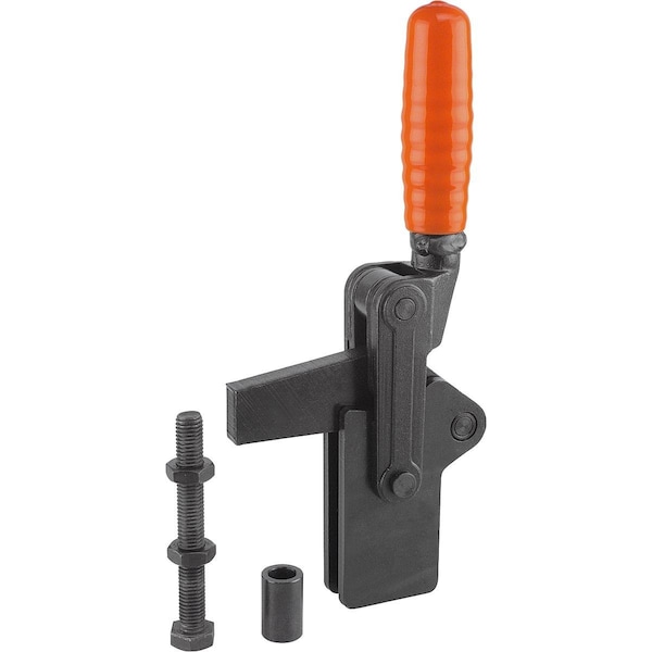 Kipp Toggle Clamp Heavy Version Steel, Vertical Foot, Comp:Plastic, Comp:Orange, M=M16X150 - K0067.2400