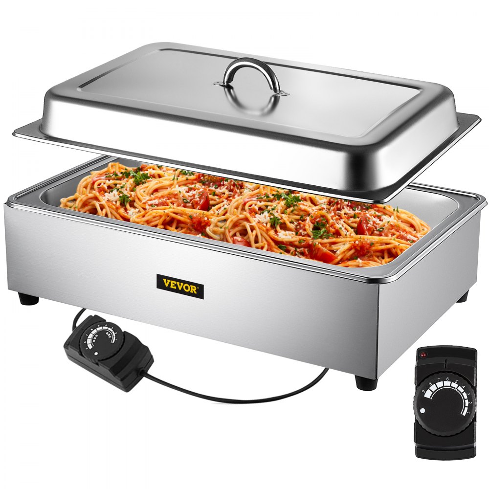 VEVOR Commercial Food Warmer, Full-Size 1 Pot Steam Table with Lid, 9.5 Quart Electric Soup Warmers, Grade Stainless Steel Bain Marie Buffet Equipment, Fits 21 x 13.2 Pan, 400W, for Restaurant, Sliver - ZZBWTCG11110V2UH6V1