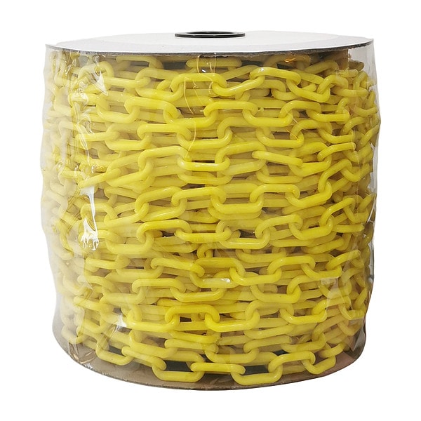 Zoro Select Plastic Chain, Yellow, Outdoor or Indoor, 2 in x 125 ft, Polyethylene - 33HG06
