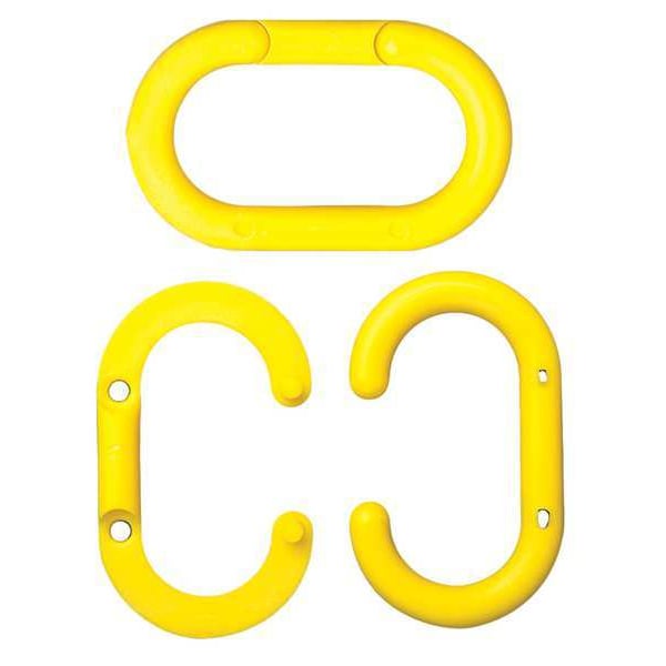 Zoro Select Chain Link for Plastic Chain Barrier, Yellow, 2 1/50 in Length, Gloss - 50702-10
