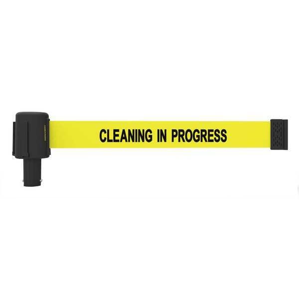 Banner Stakes Retractable Belt Barrier, Yellow, 15 ft Length, Cleaning in Progress - PL4110