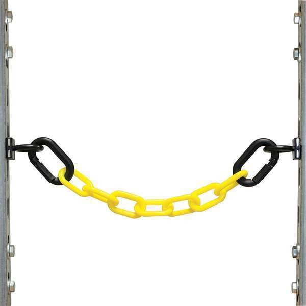 Zoro Select Magnet Ring/Carabiner Kit and Chain for Chain Barrier, Black/Yellow, 10 ft Length, matte - 72302