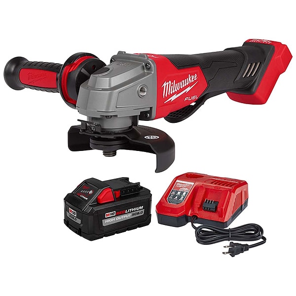 Milwaukee Tool M18 FUEL 4-1/2 in. / 5 in. Braking Grinder with No-Lock Paddle Switch w/Battery & Charger - 2880-20, 48-59-1880