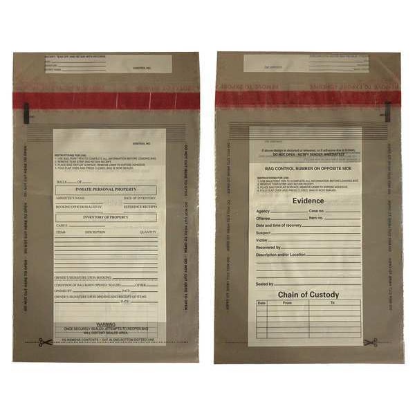 Cortech Evidence Bag, Dual Sided, 8 x 5 In, PK100 - C-3-2050