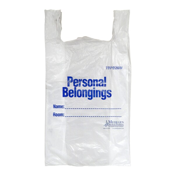 Medegen Medical Products Patient Belngng Bag, 6x26x8", Wht/Bl, PK500 - TBPB20W