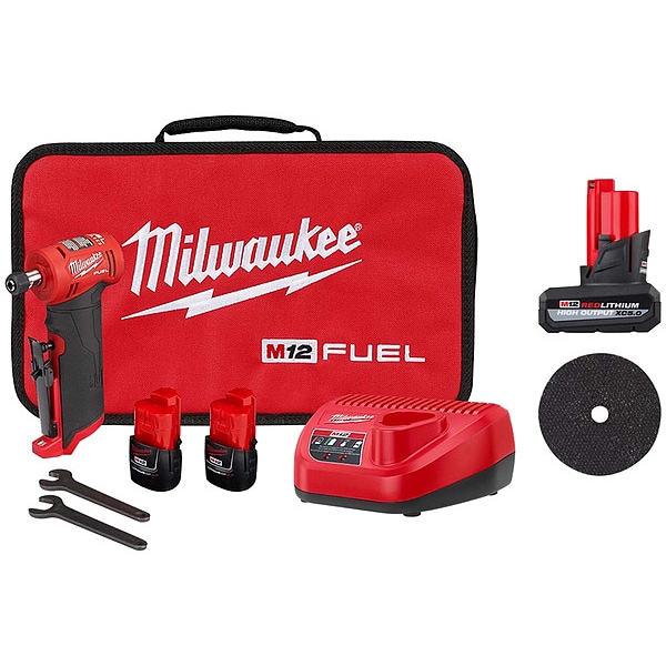 Milwaukee Tool Grinder Kit, Battery and Wheel - 2485-22, 48-11-2450, 49-94-2000