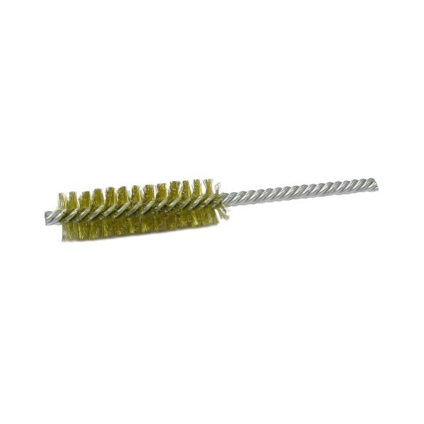 Weiler 1/2" Power Tube Brush, .006" Brass Wire Fill, 2" Brush Length - 21178
