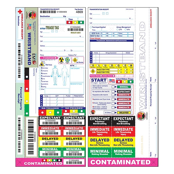 Disaster Management Systems Wristband Military Triage Tag, PK50 - DMS 05420M