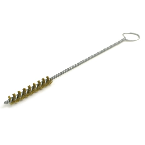 Brush Research Manufacturing 84B1125 84 Series Tube Brush-For Thru Holes. 1.125" Dia., .010 Brass, 3" Brush Part, 12" OAL, Ring Handle - 84B1125