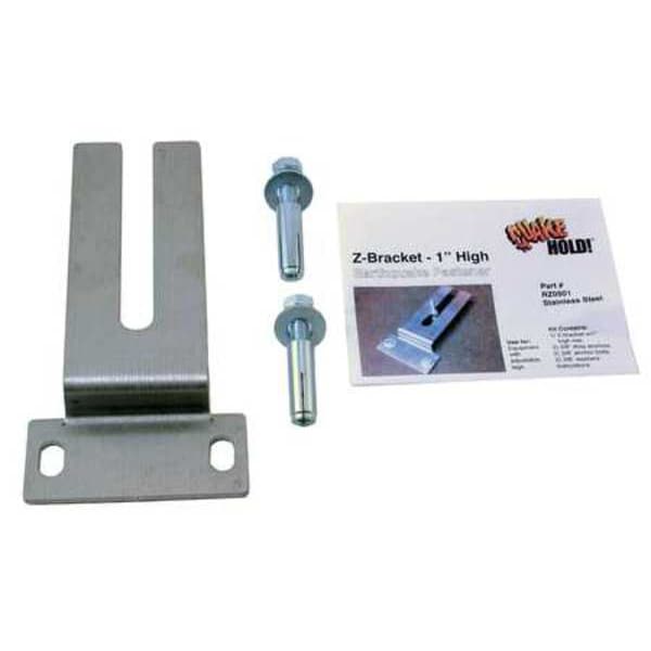 Quakehold! High Z-Bracket, 1 In, Stainless Steel - RZ.050.1