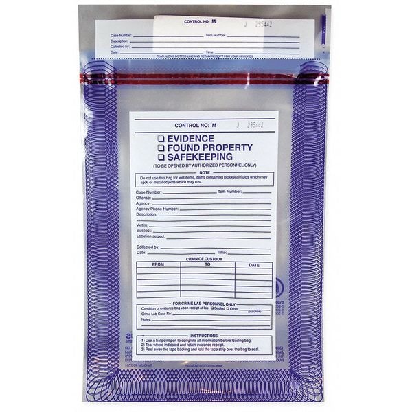 Cortech Evidence Bag, Dual Sided, 12 x 9 In, PK100 - C-3-2051