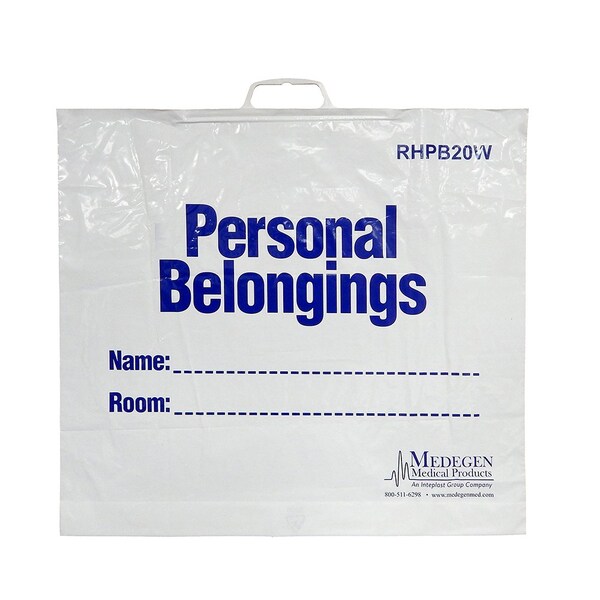 Medegen Medical Products Patient Blngng Bag, 20x18x3", Wht/Bl, PK250 - RHPB20W