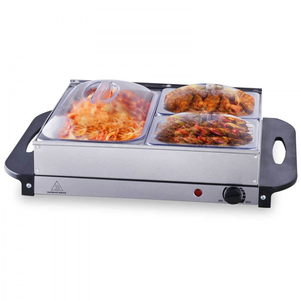 VEVOR Electric Buffet Server & Food Warmer, 14" x 14" Portable Stainless Steel Chafing Dish Set with Temp Control & Oven-Safe Pan, Perfect for Catering, Parties, Events, Entertaining, Silver, ETL - DPJRG475380MMOA02V1