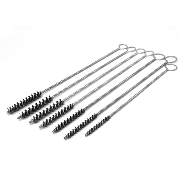 Brush Research Manufacturing VGCK- 7 Piece Carbon Steel Twisted Wire Tube Brush Kit For Valve Guides With Ring Handles - VGCK
