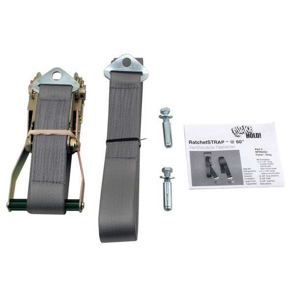 Quakehold! Ratchet Strap, 60 In, Gray - RF.R60.G.1