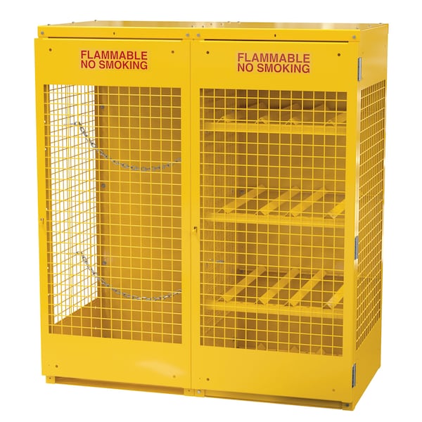 Vestil Yellow Cylinder Cabinet Horizontal & Vertical 8-10 Cylinder Knock Down - CYL-H8-V510-KD