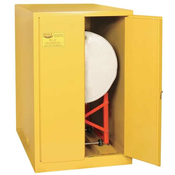 Eagle Mfg Flammables Safety Cabinet, 55 gal, 0 Shelves, Steel, 30 in W x 50 in H x 48 in D, Yellow - 1928X