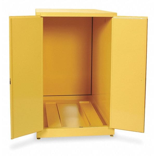 Eagle Mfg Flammables Safety Cabinet, 55 gal, 0 Shelves, Steel, 30 in W x 50 in H x 48 in D, Yellow - 1928X