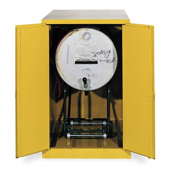 Eagle Mfg Flammables Safety Cabinet, 55 gal, 0 Shelves, Steel, 30 in W x 50 in H x 48 in D, Yellow - 1928X