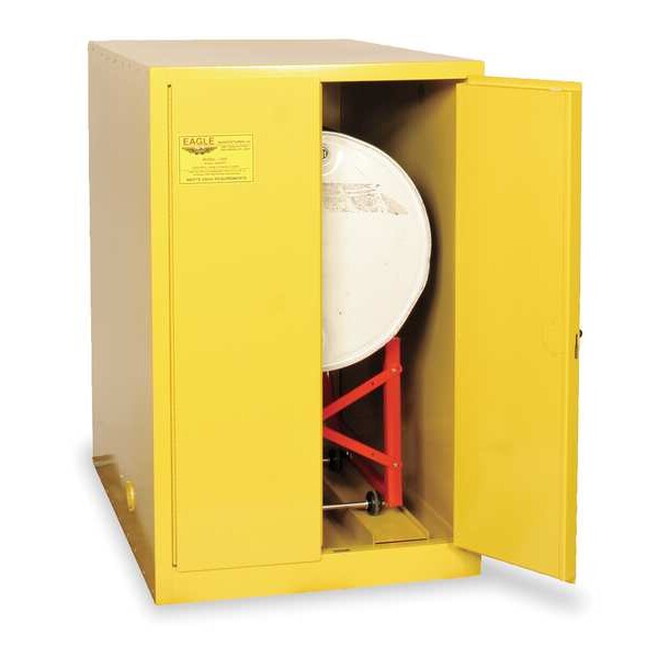 Eagle Mfg Flammables Safety Cabinet, 55 gal, 0 Shelves, Steel, 30 in W x 50 in H x 48 in D, Yellow - 1928X