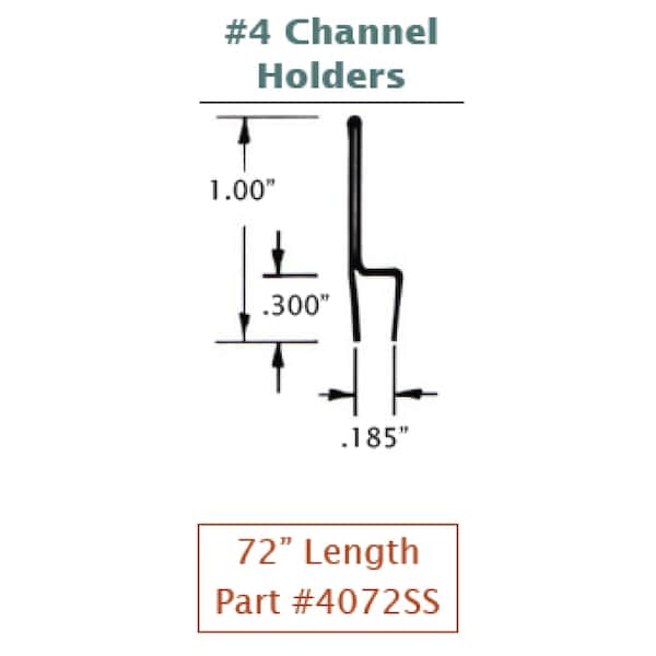 Gordon Brush #4 Stainless Steel Channel Holder (Straight) - 4072SS