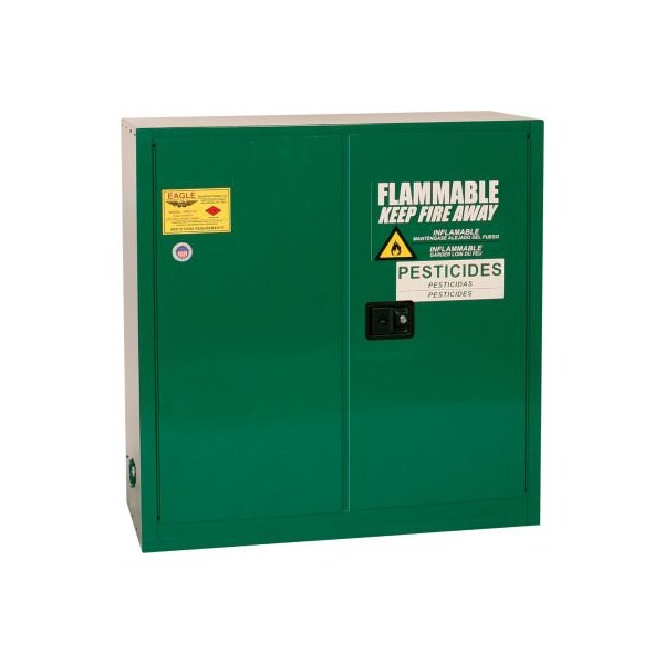 Justrite 30 gal, 1 Shelves, 18-Gauge Steel, 43 in W x 44 in H x Green - PEST3010X