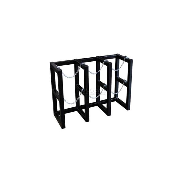 Justrite Stainless Steel Cylinder Tube Rack, 3 Wide x 1 Deep, 44"W x 16"D x 30"H, 3 Cylinder Cap. - 35126