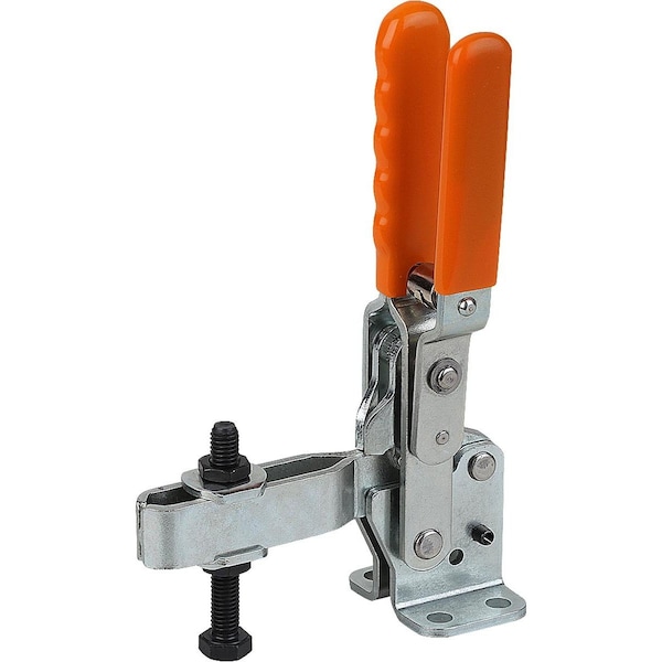 Kipp Toggle Clamp Vertical Steel, Horizontal Foot, Comp:Plastic, Comp:Orange, M=M08X60 - K0059.0250