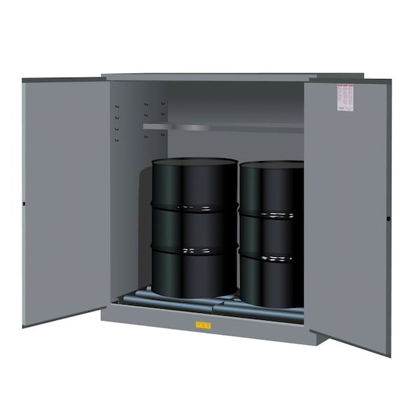 Justrite 110 gal, 1 Shelves, 18-Gauge Steel, 59 in W x 65 in H x 34 in D, Gray - 899163