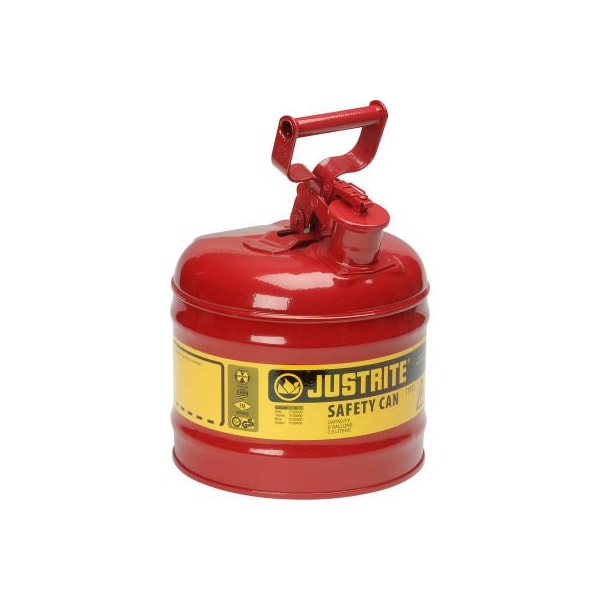 Justrite Safety Can, Steel, 2 gal, Red, 9 1/2 in Dia. - 7120100