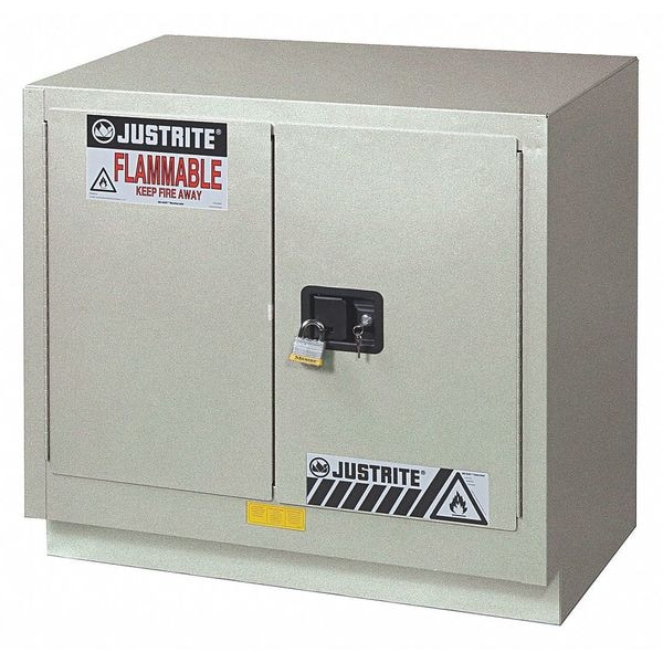 Justrite Corrosive Safety Cabinet, 23 gal, 1 Shelves, Steel, 36 in W x 35-3/4" H x 21-5/8 in D, Silver - 8837042