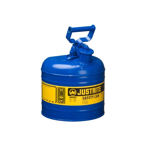Justrite Safety Can, Steel, 2 gal, Blue, 9 1/2 in Dia. - 7120300