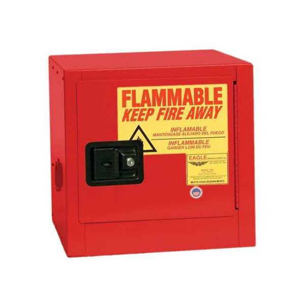 Eagle Flammables Safety Cabinet, 2 gal, 1 Shelves, Steel, 17 in W x 18 in H x 17 in D, Red - 1901XRED