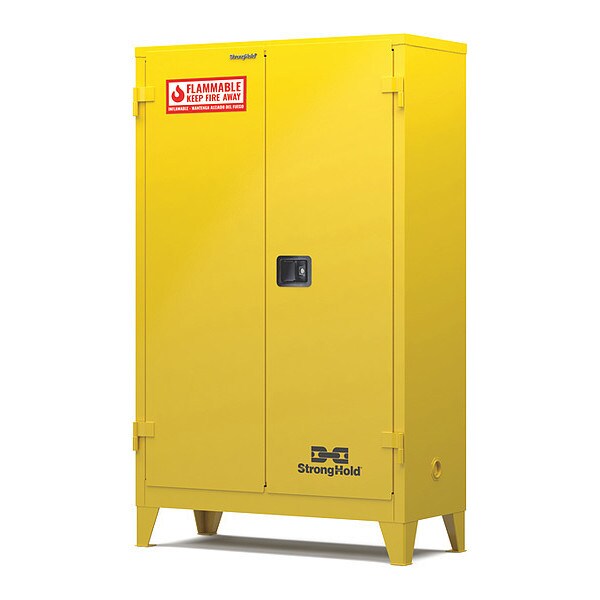 Strong Hold Flammable Safety Cabinet, 90 gal., 90 gal, 3 Shelves, 14 ga. Steel, 43 in W x 34 in D - 90FS-MC-3