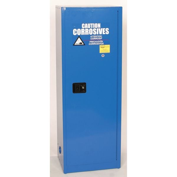 Eagle Mfg Corrosives Safety Cabinet, 24 gal, 3 Shelves, Steel, 23 1/4 in W x 65 in H x 18 in D, Blue - CRA2310X