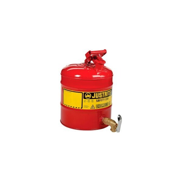 Justrite Justrite 5 Gallon Safety Shelf Can with Bottom Faucet 08902, 7150150 - 7150150