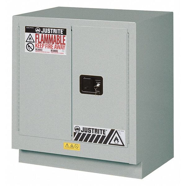 Justrite Corrosive Safety Cabinet, 19 gal, 1 Shelves, Steel, 30 in W x 35-3/4" H x 21-5/8 in D, Silver - 8831042