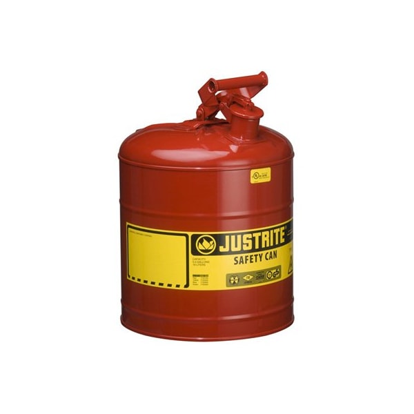 Justrite Safety Can, Steel, 5 gal, Red, 11 3/4 in Dia. - JT7150100