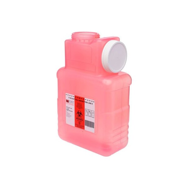Post Medical 1.5 Gallon Leak-tight Sharps Container with Locking Screw Cap, Translucent Red, 22/CS - 2201-LPR-22