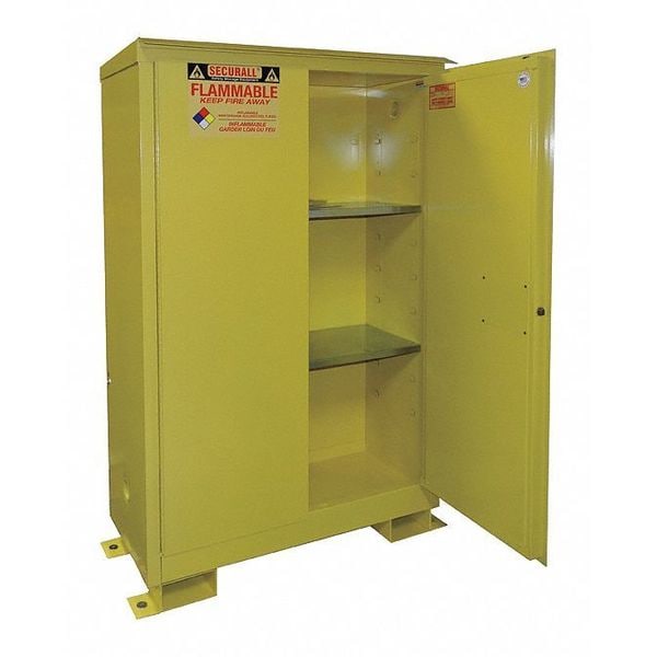 Securall Weatherproof Flammable Storage, 45 gal, 2 Shelves, Galvannealed Steel, 43 in W x 69 in H x 18 in D - A145WP1
