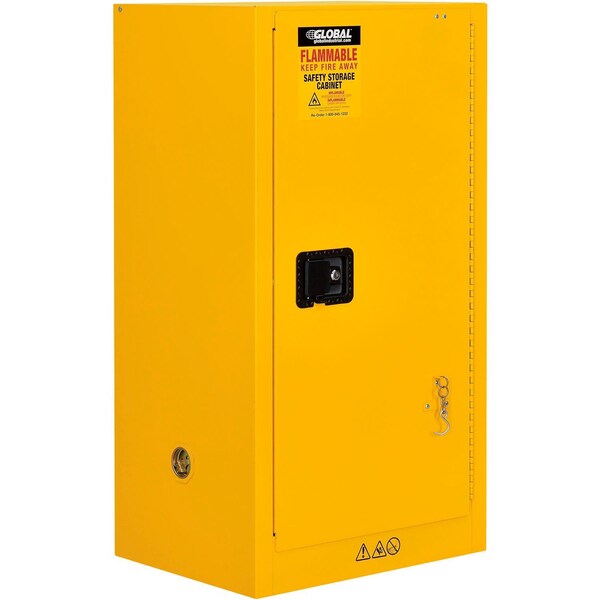 Global Industrial Steel, 23 in W x 44 in H x 18 in D, Yellow - 298600