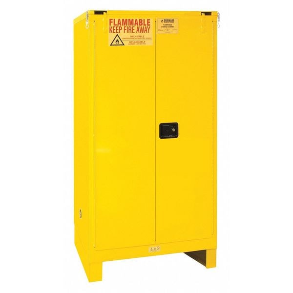 Durham Mfg Flammables Safety Cabinet, 60 gal, 2 Shelves, Steel, 34 in W x 72 1/2 in H x 34 in D, Yellow - 1060SL-50
