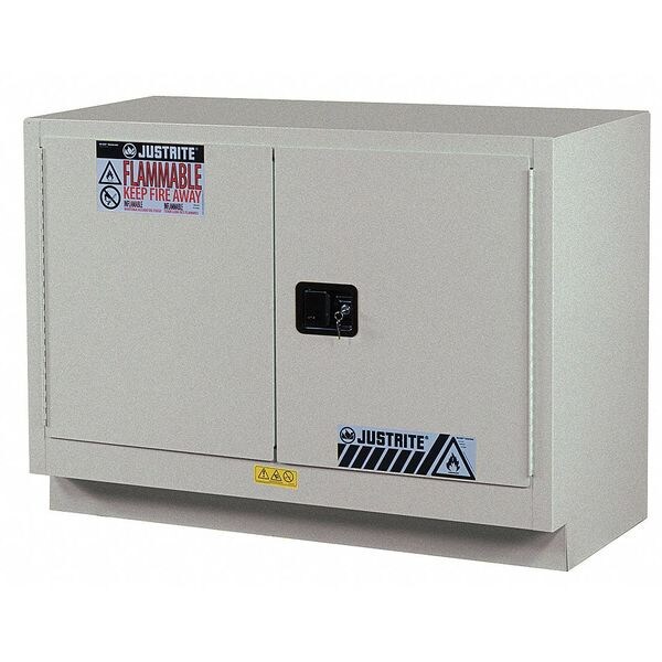 Justrite Flammables Safety Cabinet, 31 gal, 1 Shelves, Steel, 48 in W x 35-3/4" H x 21-5/8 in D, Silver - 884804