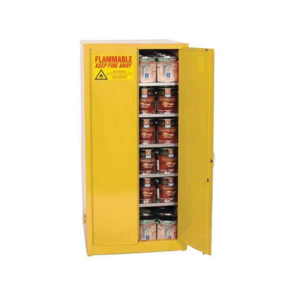 Eagle Flammables Safety Cabinet, 96 gal, 5 Shelves, Steel, 34 in W x 65 in H x 34 in D, Yellow - YPI6010X