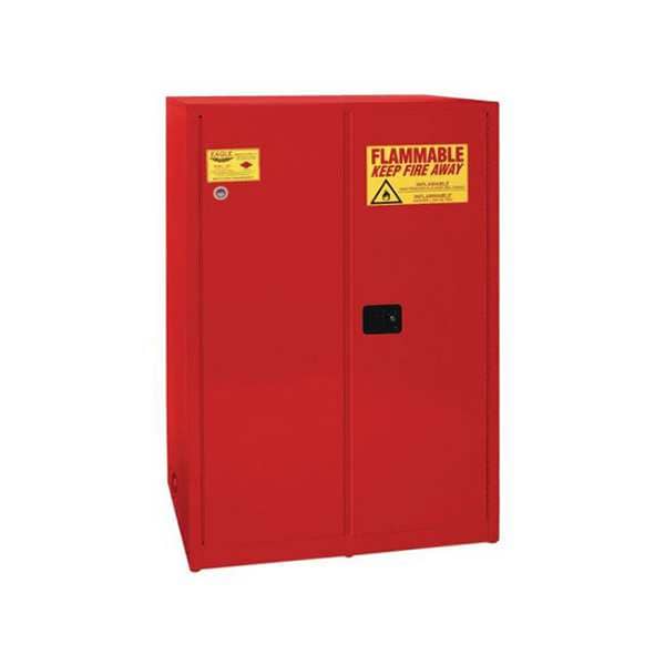 Eagle Flammables Safety Cabinet, 90 gal, 2 Shelves, Steel, 43 in W x 65 in H x 34 in D, Red - 1992XRED