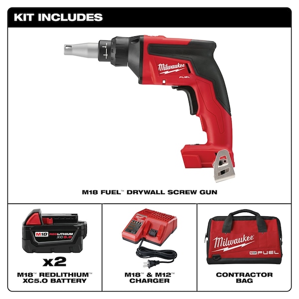 Milwaukee Tool M18 FUEL Drywall Screw Gun Kit - 2866-22