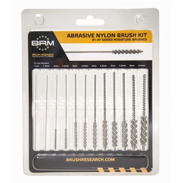 Brush Research Manufacturing 81ADMMKIT Miniature Diamond Abrasive Nylon Deburring Brush Kit-Metric Sizes (12 Per Pack) - 81ADMMKIT