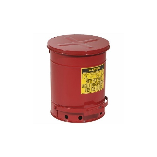 Justrite Steel Self-Closing Oily Waste Can ext. dia. 13.94" x 18.25" H - CAN139