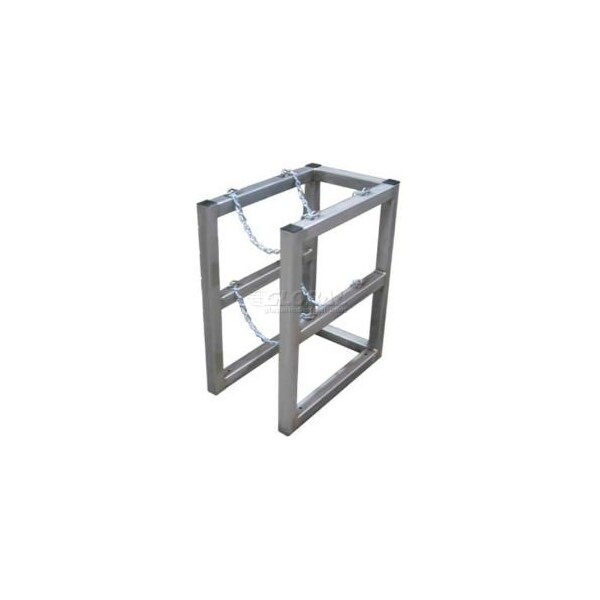 Justrite Stainless Steel Cylinder Tube Rack, 1 Wide x 2 Deep, 16"W x 26"D x 30"H, 2 Cylinder Cap. - 35088